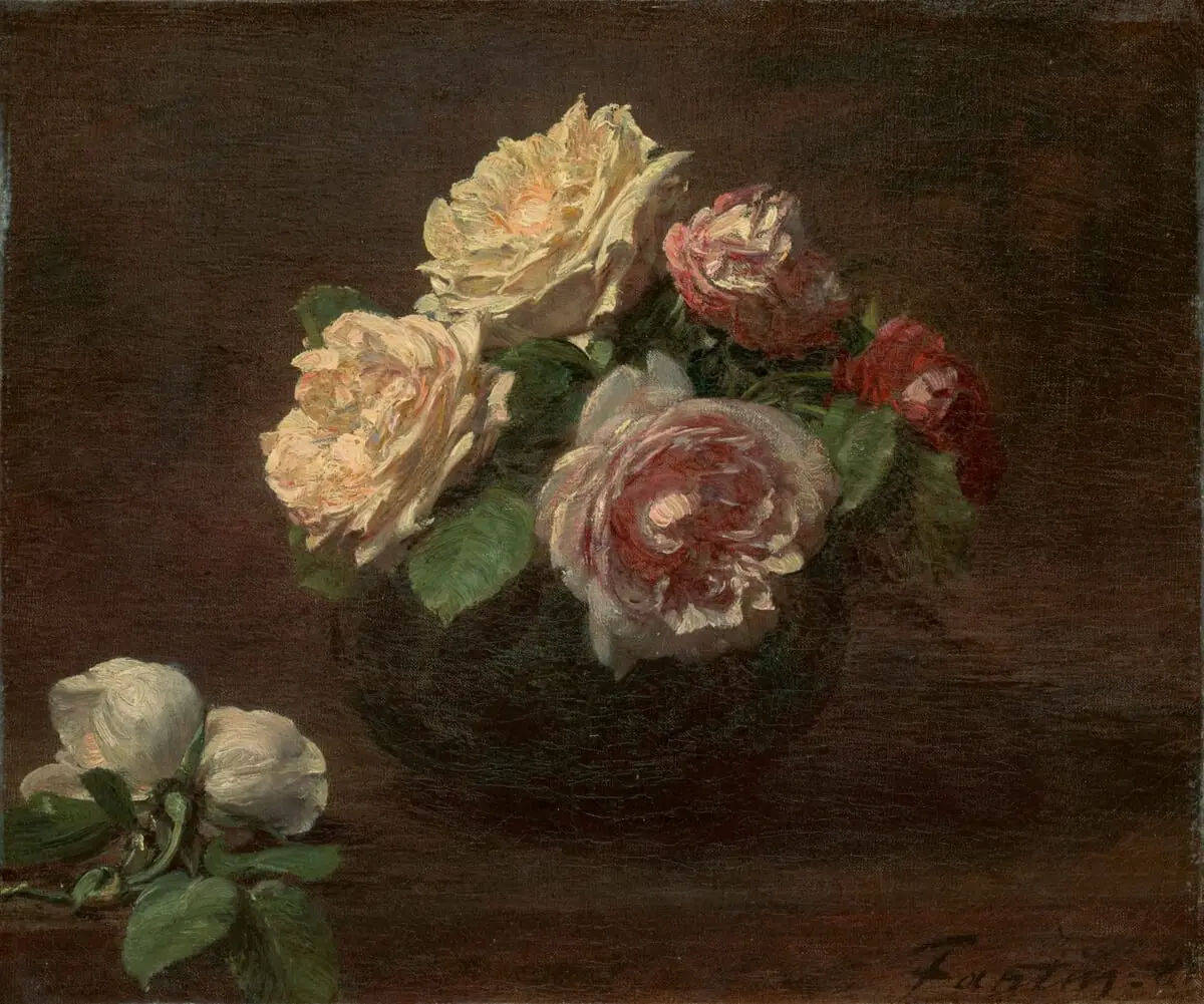Roses in a Bowl by Henri Fantin-Latour, canvas print