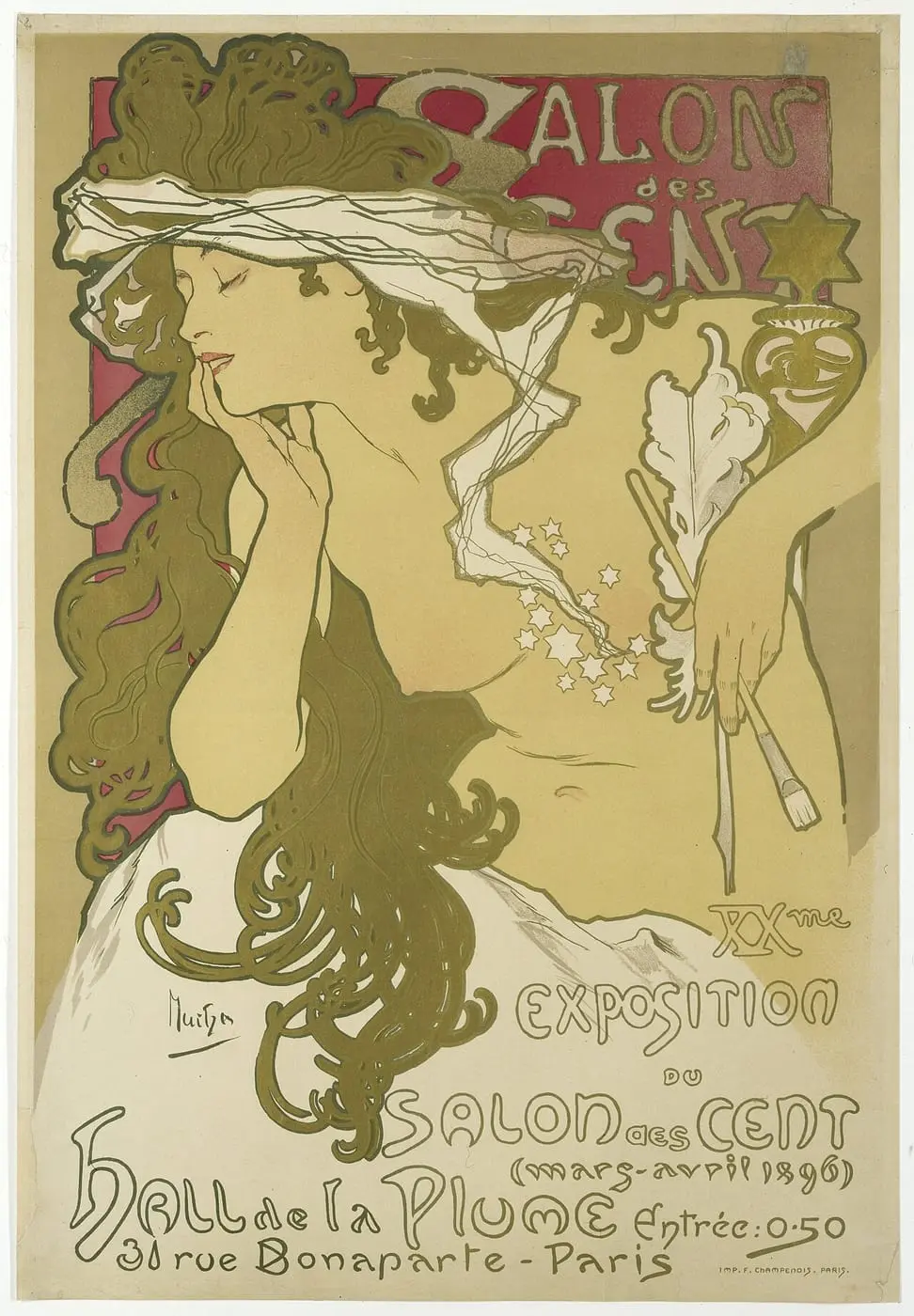 Salon des Cent, 20th Exhibition by Alphonse Mucha, canvas print