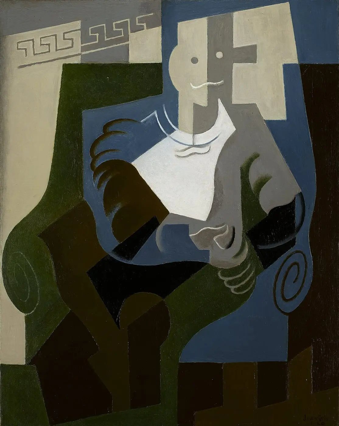 Seated Harlequin by Juan Gris, canvas print