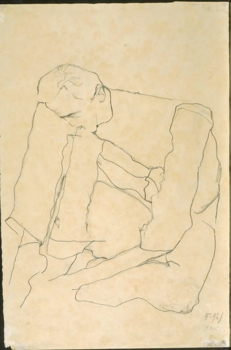 Seated Man by Egon Schiele, canvas print