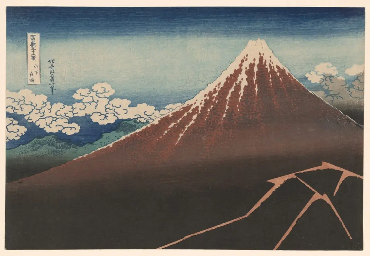 Shower Below the Summit by Katsushika Hokusai, canvas print
