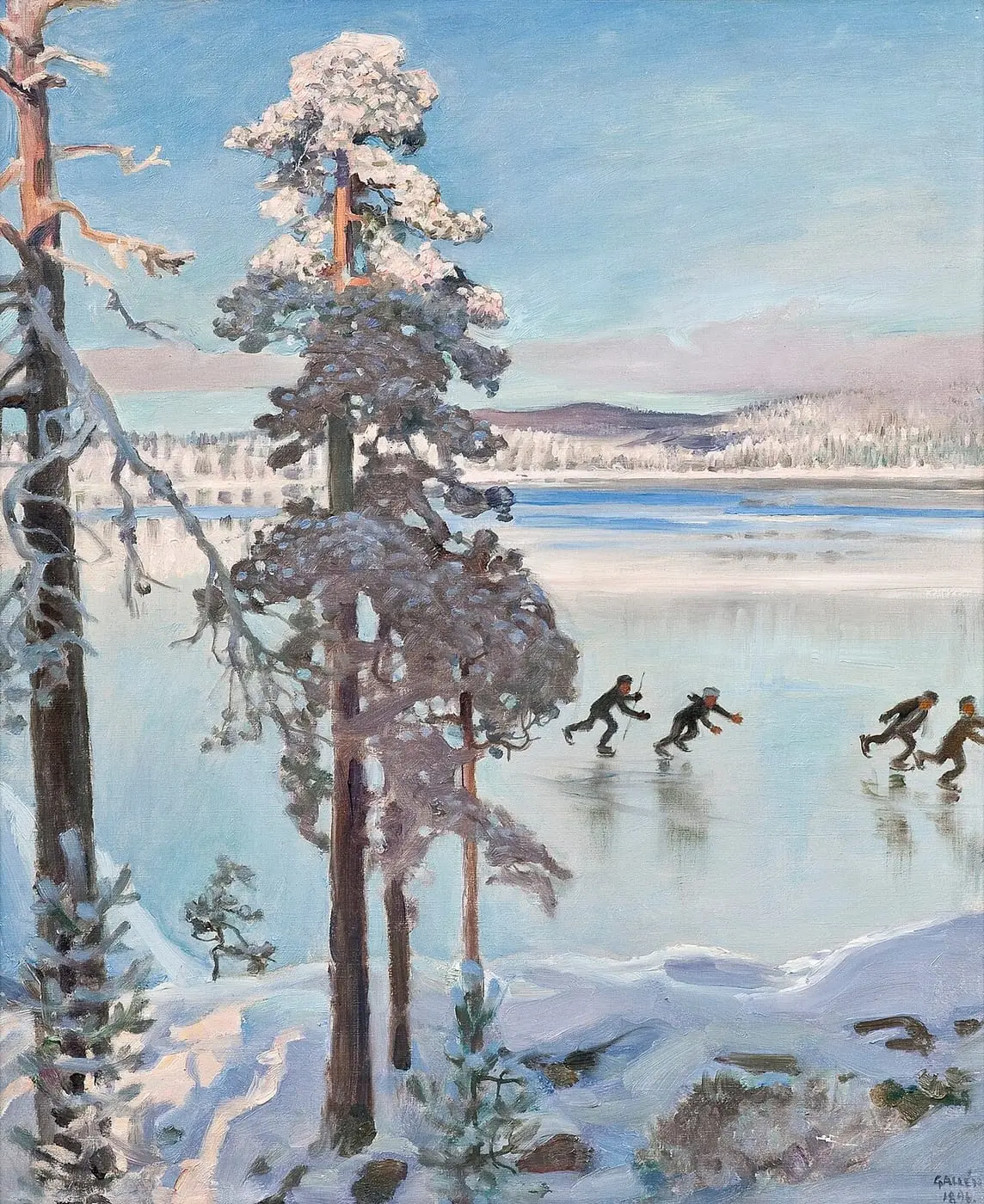Skaters near the Shore of Kalela by Akseli Gallen-Kallela, canvas print