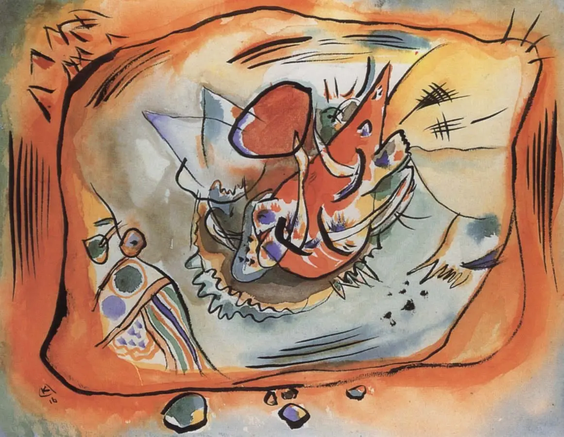 Sketch with Orange Border by Wassily Kandinsky, canvas print