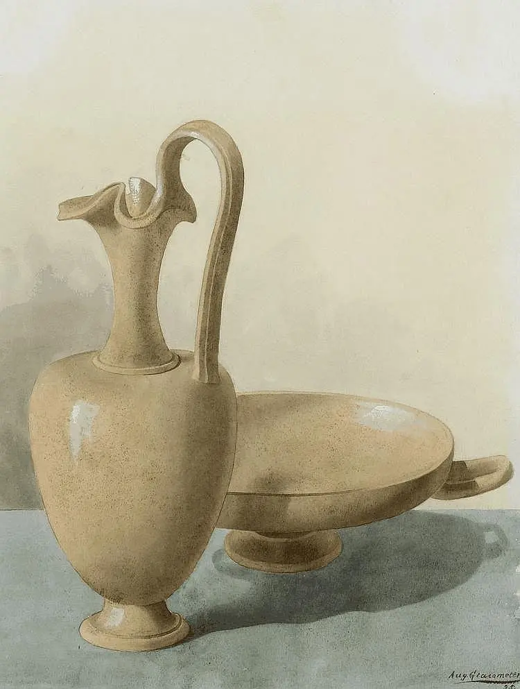 Still life with jug and bowl by Augusto Giacometti, canvas print