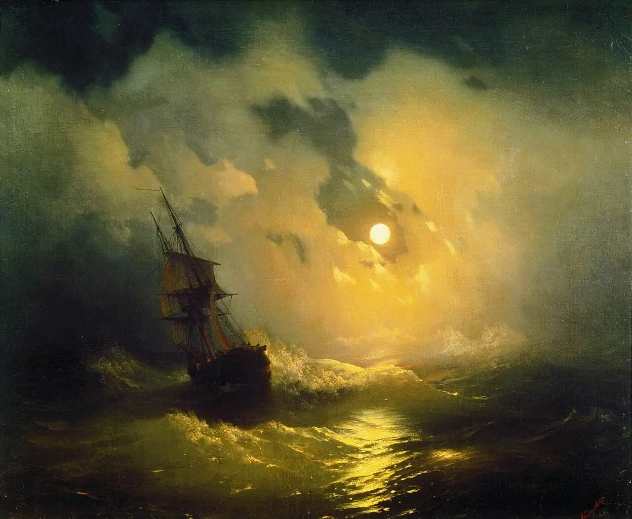 Stormy sea at night by Ivan Aivazovsky, canvas print