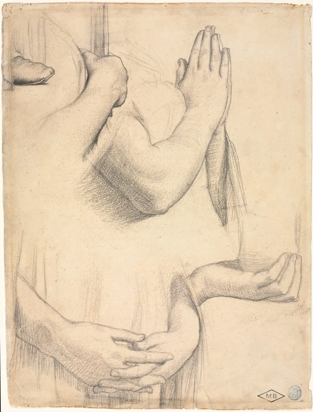 Study of Hands by Jean-Auguste-Dominique Ingres, canvas print