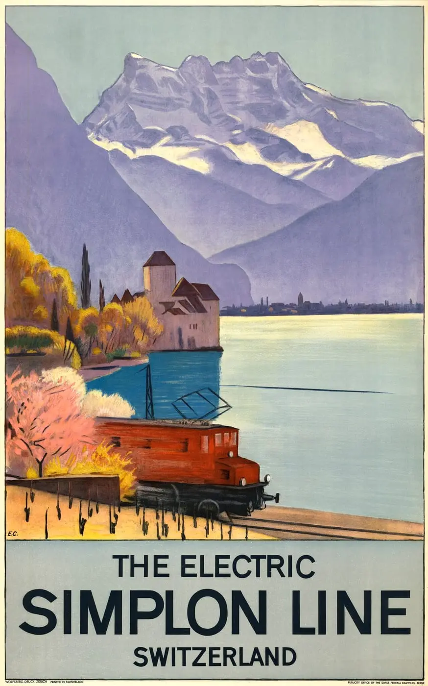 The electric Simplon Line, Switzerland by Emil Cardinaux, canvas print
