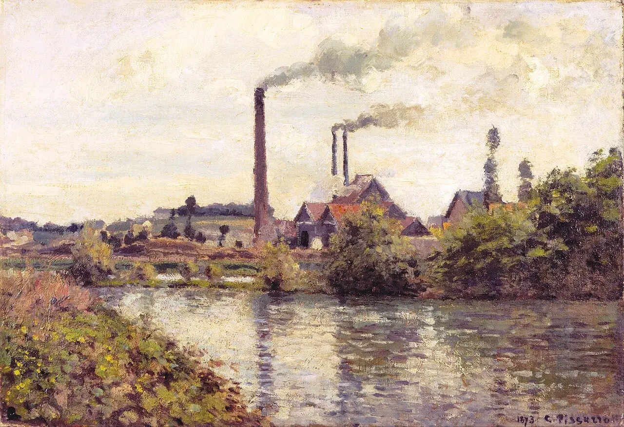The Factory at Pontoise by Camille Pissarro, canvas print