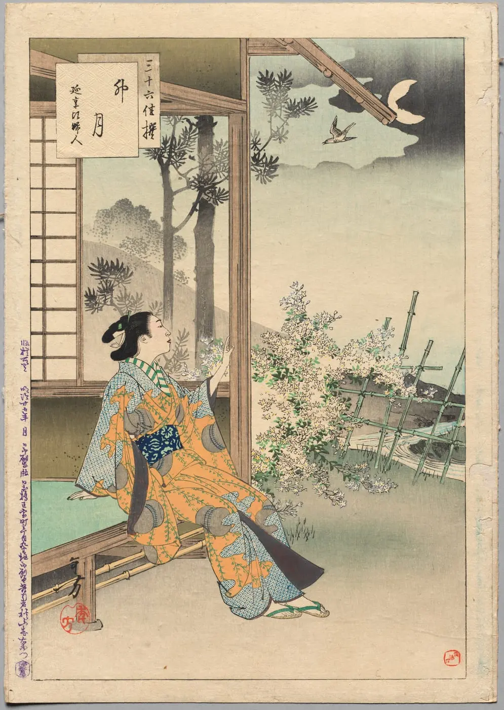 The Fourth Month, A Lady of the Enkyō Era by Mizuno Toshikata, canvas print