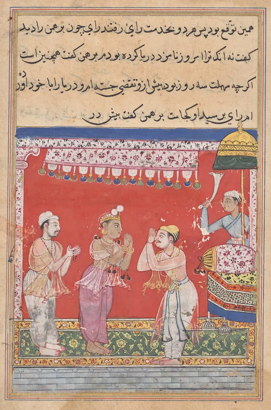 The king of the Ocean, having assumed human form, arrives at the… by Ghulam 'Ali, canvas print