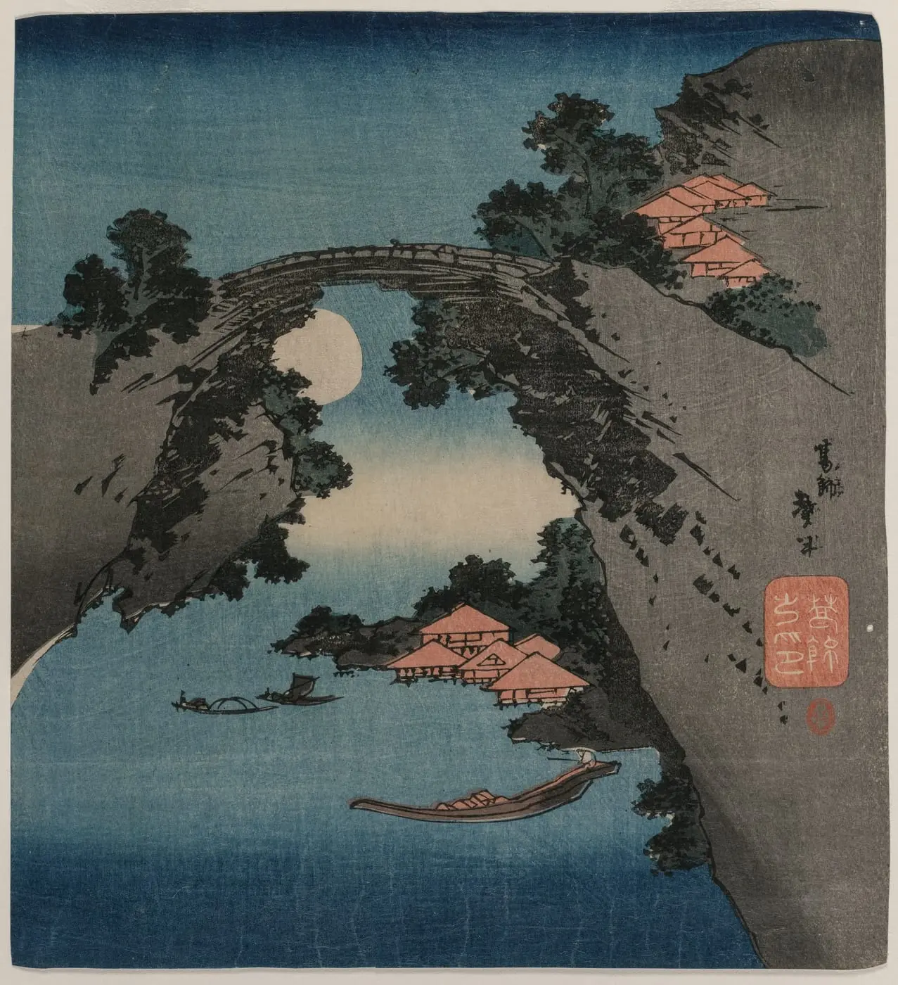The Monkey Bridge by Katsushika Taito II, canvas print