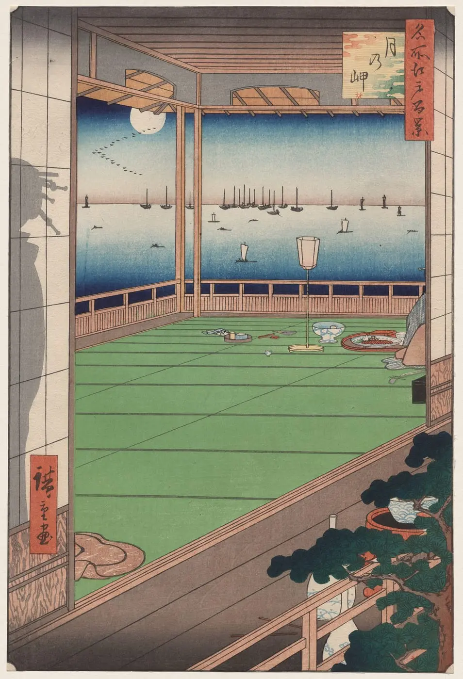 The Moon-Viewing Promontory, from One Hundred Views of Famous Places… by Utagawa Hiroshige, canvas print
