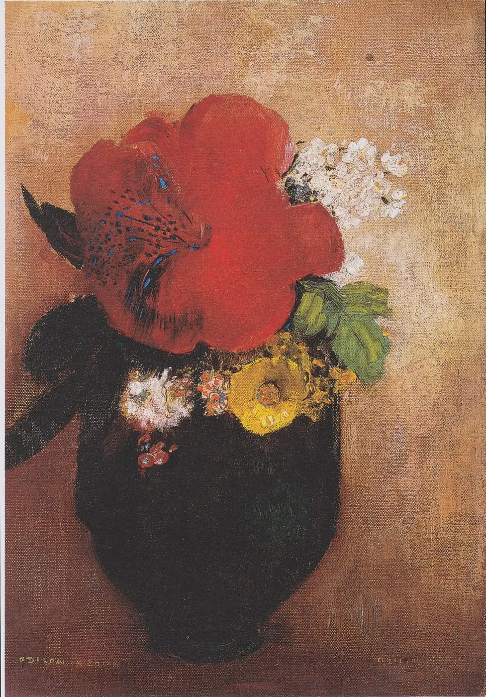 The red poppy by Odilon Redon, canvas print