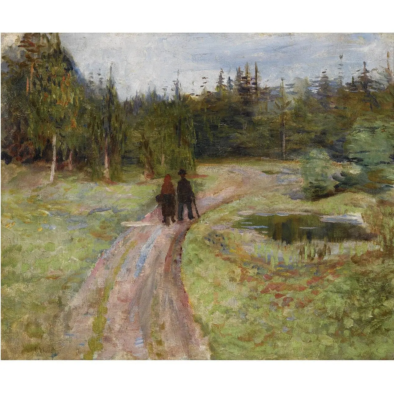To på vei mot skogen (Couple on the Path to the Forest) by Edvard Munch, canvas print