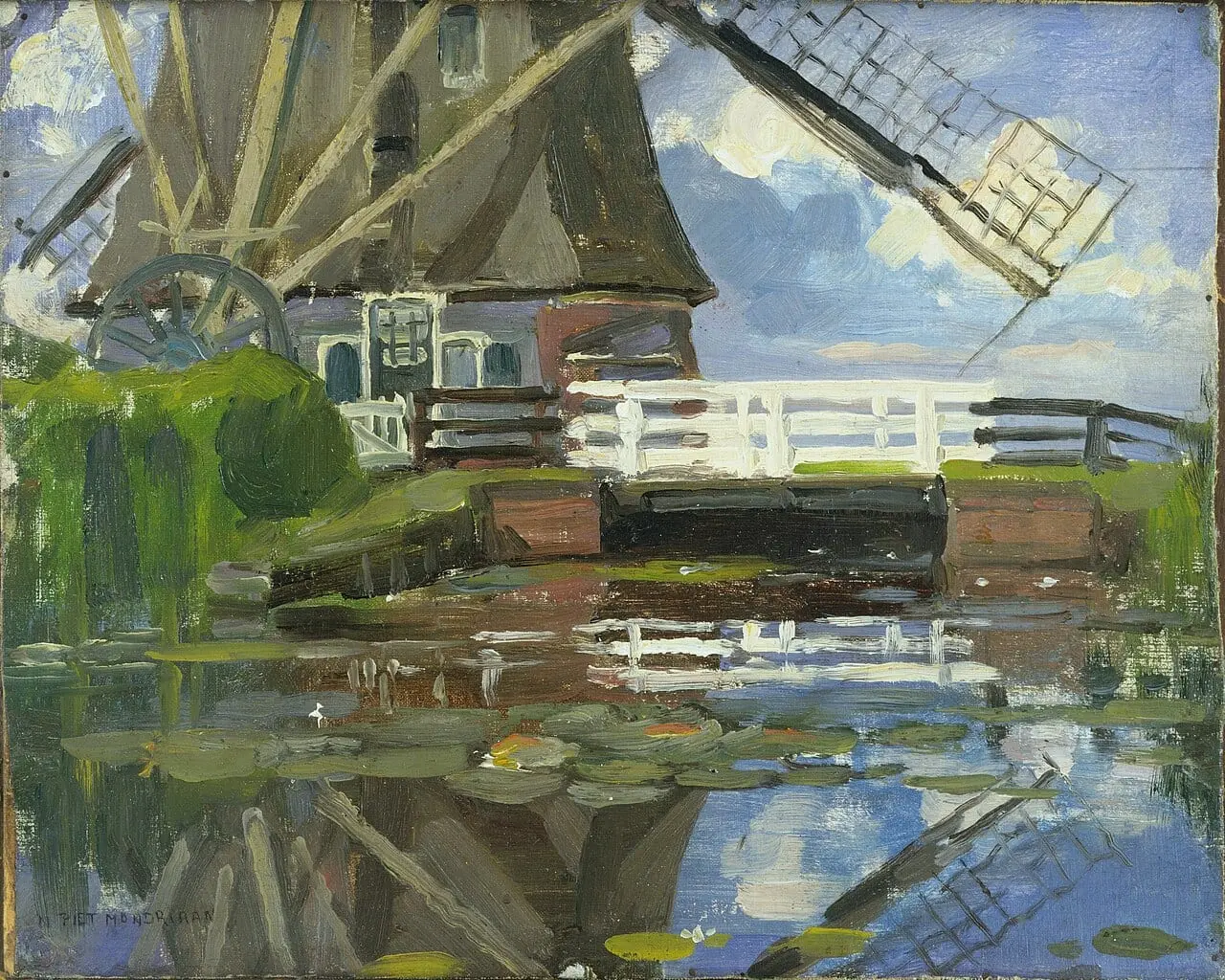 Truncated View of the Broekzijdse Molen on the Gein by Piet Mondrian, canvas print