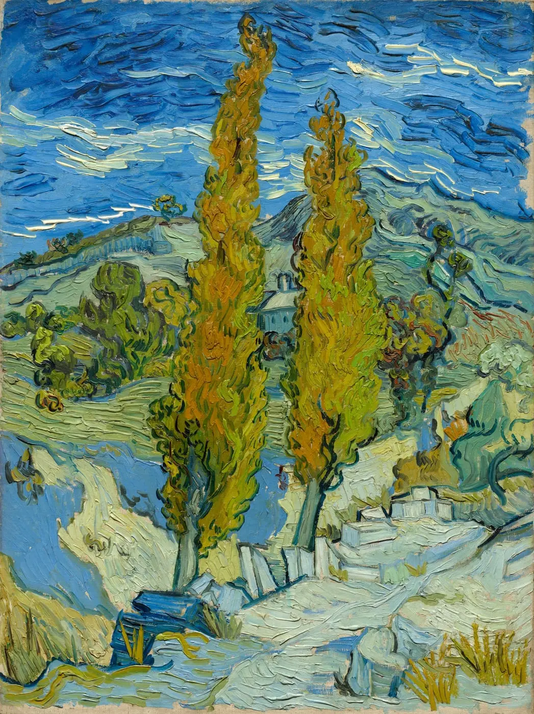 Two Poplars in the Alpilles near Saint-Rémy by Vincent van Gogh, canvas print