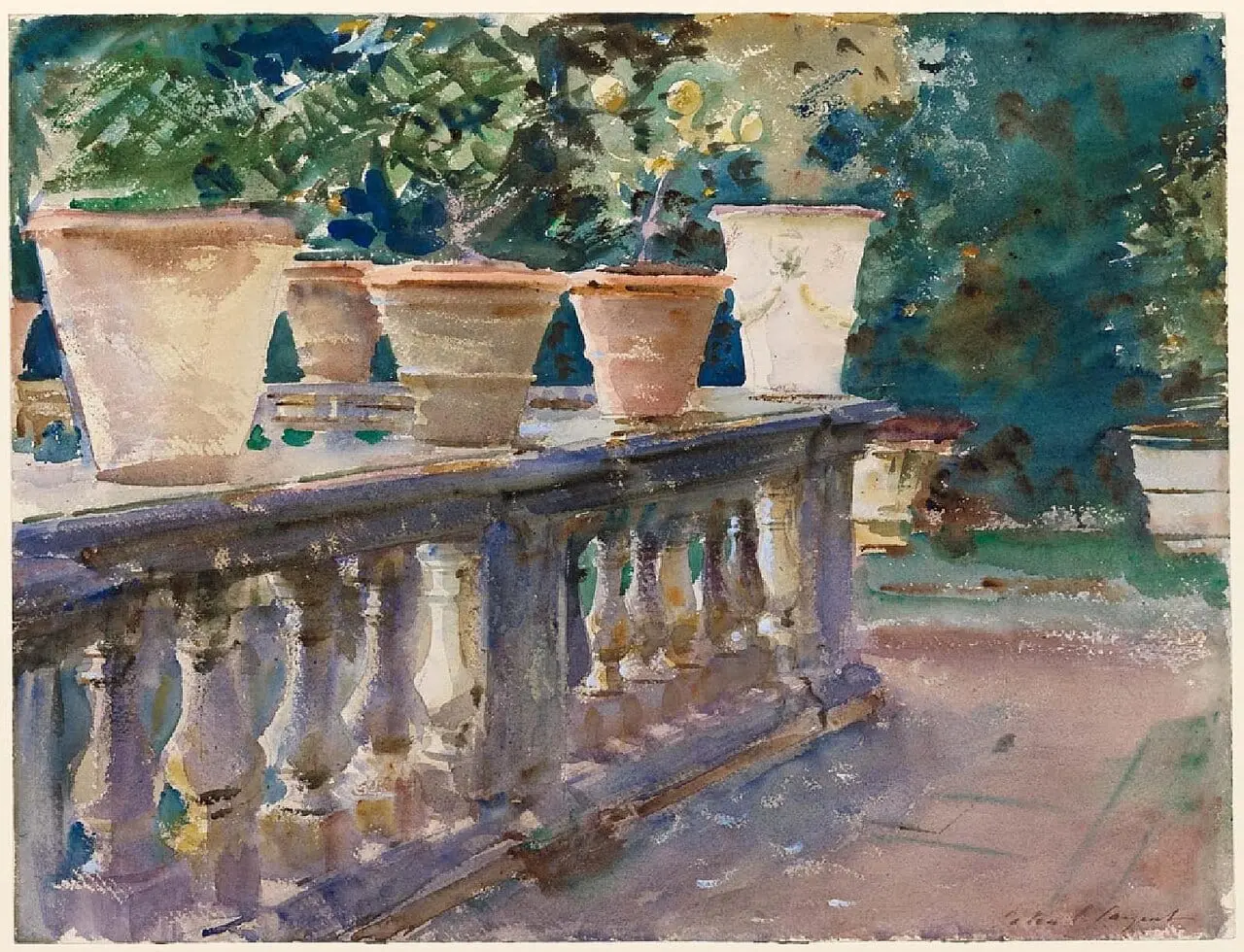 Villa di Marlia, Lucca: The Balustrade by John Singer Sargent, canvas print