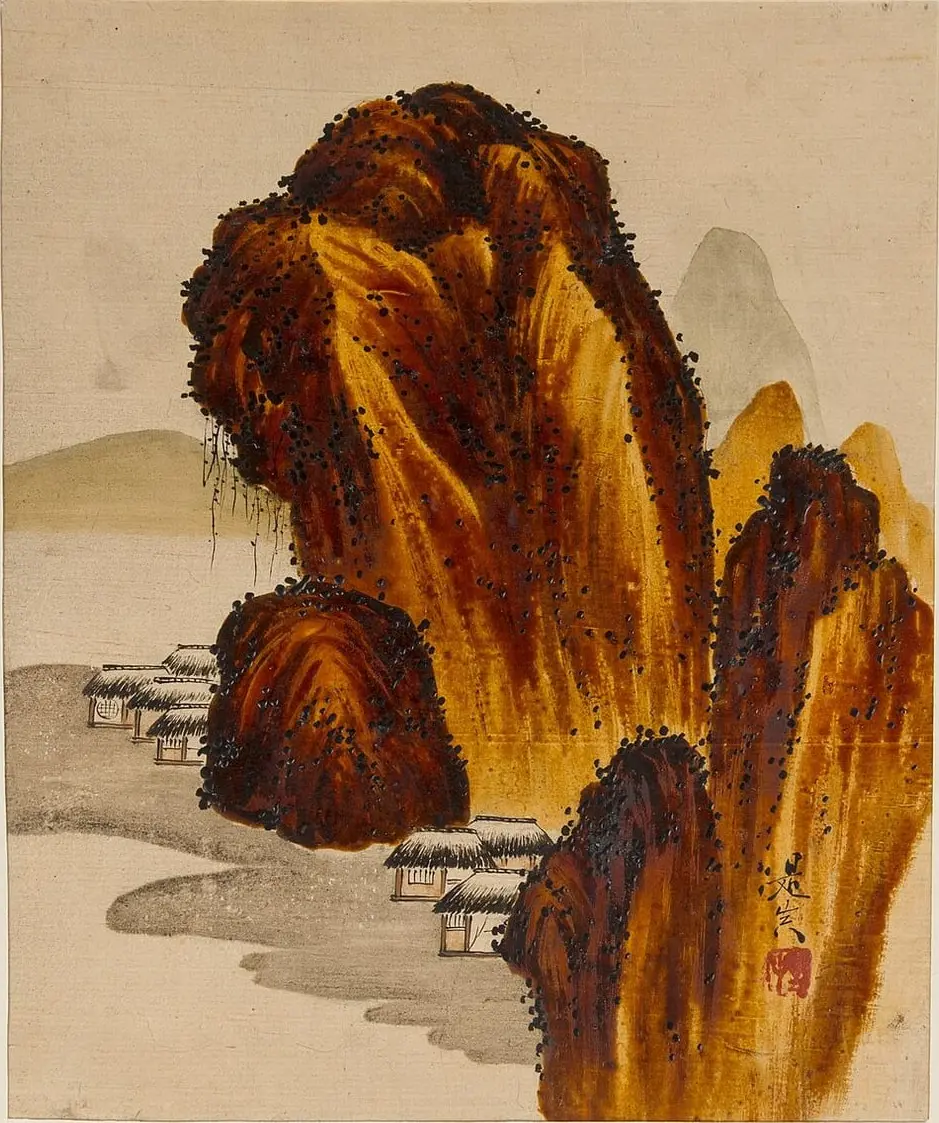 Village among Rocks by Shibata Zeshin, canvas print