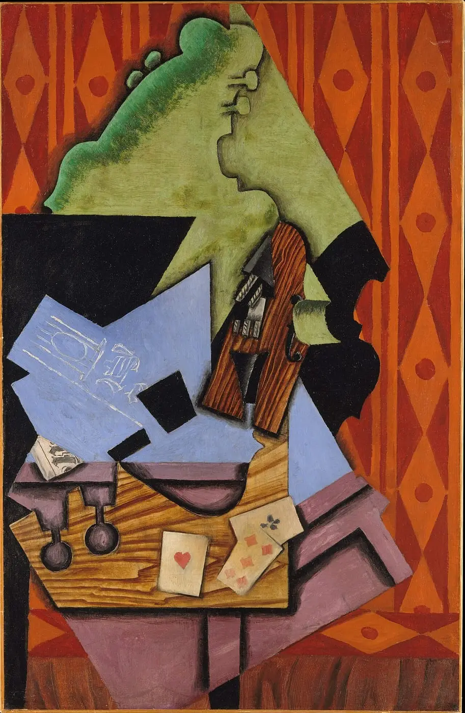 Violin and Playing Cards on a Table by Juan Gris, canvas print