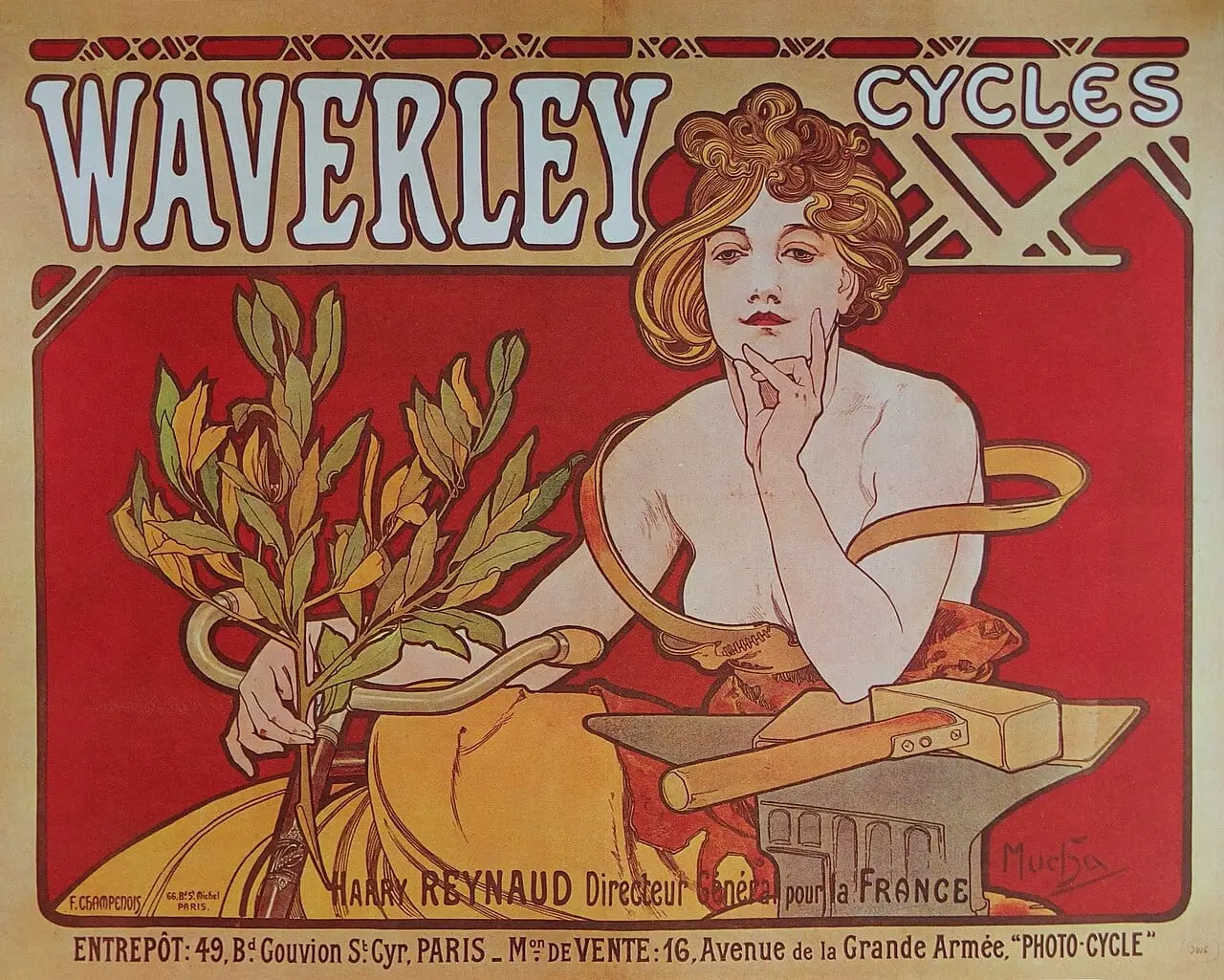 Waverley Cycles by Alphonse Mucha, canvas print