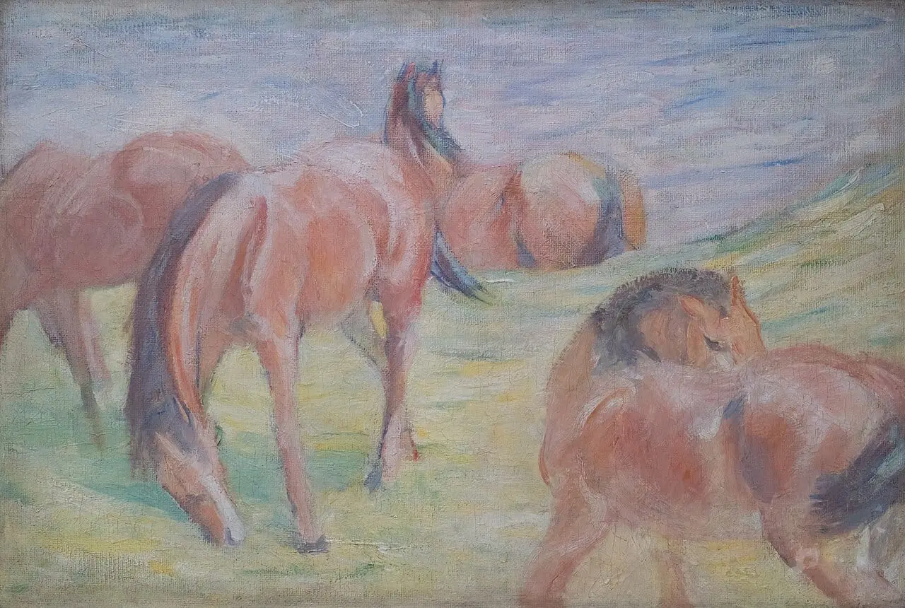 Weidende Pferde I by Franz Marc, canvas print