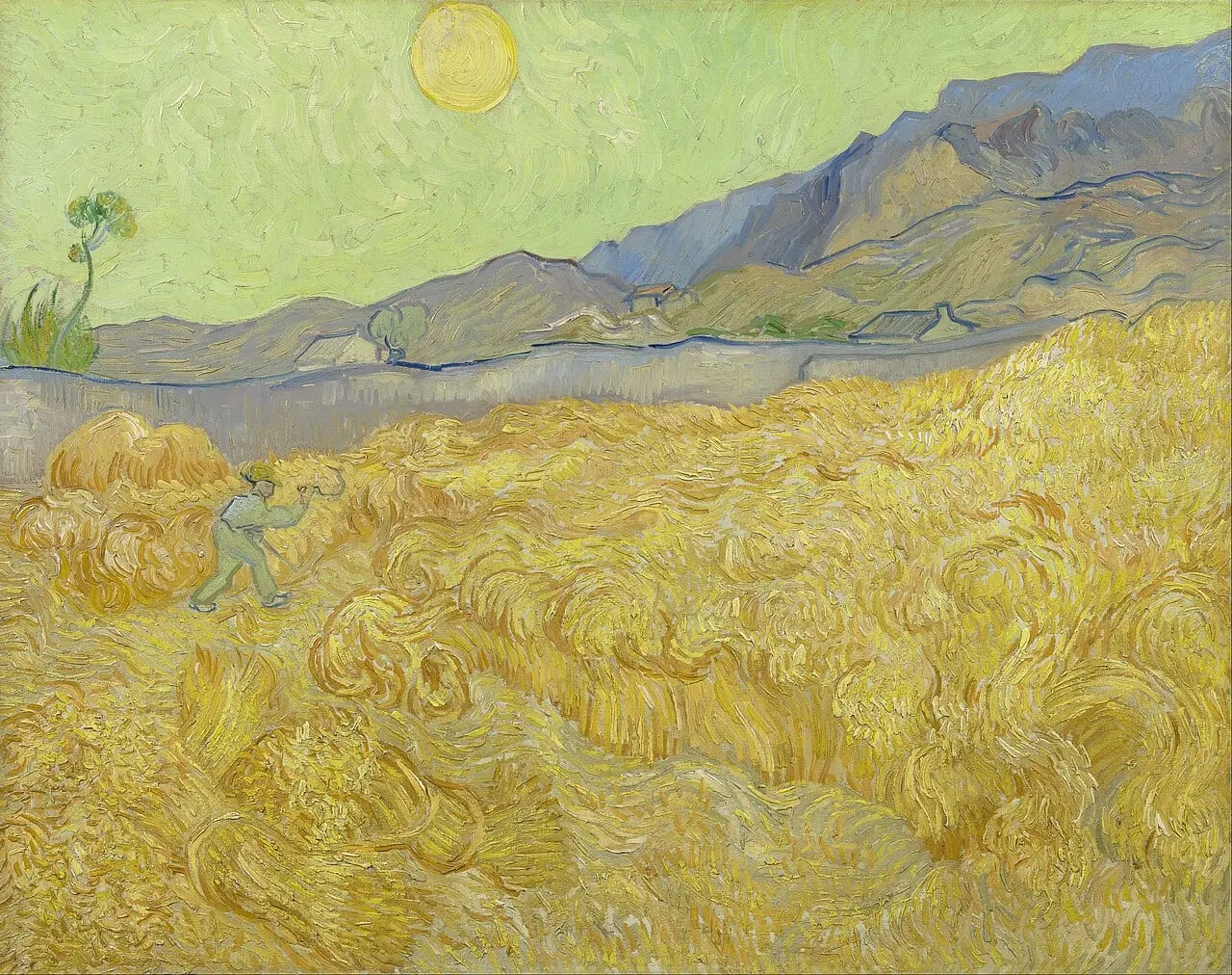Wheatfield with a reaper by Vincent van Gogh, canvas print