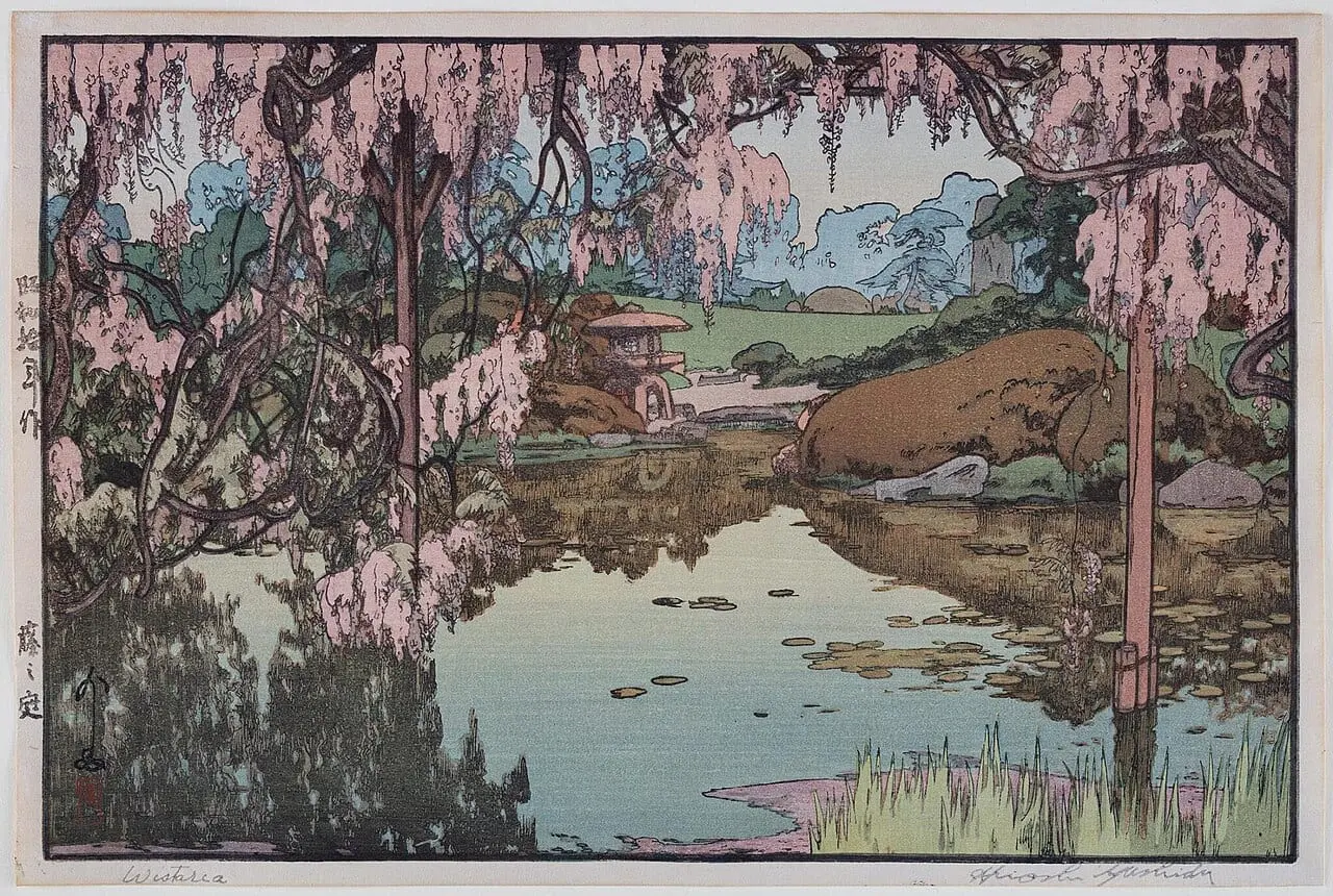 Wisteria by Hiroshi Yoshida, canvas print